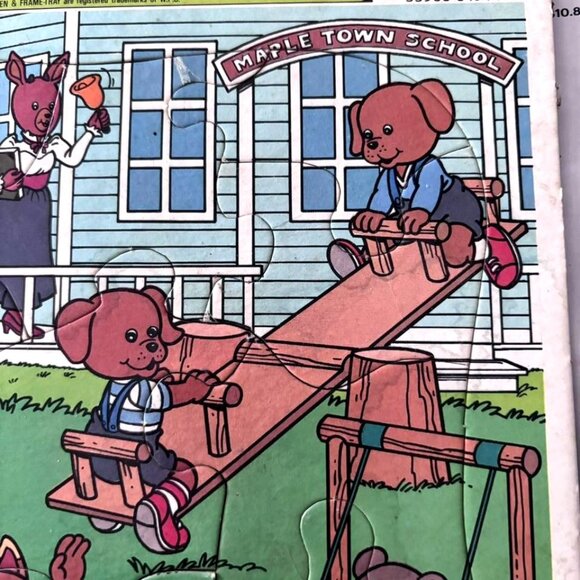 Vintage Golden Frame-Tray Puzzle Maple Town School Scene Ages 3 To 7 4514D-35 19 - Picture 2 of 6
